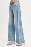 RISEN Mid Rise Wide Barrel Transferable Leg Snap Jeans - Trendsi - Flyclothing LLC