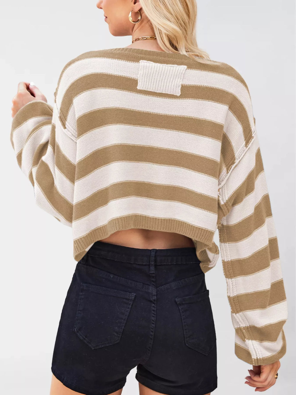 Striped Dropped Shoulder Sweater - Trendsi - Flyclothing LLC