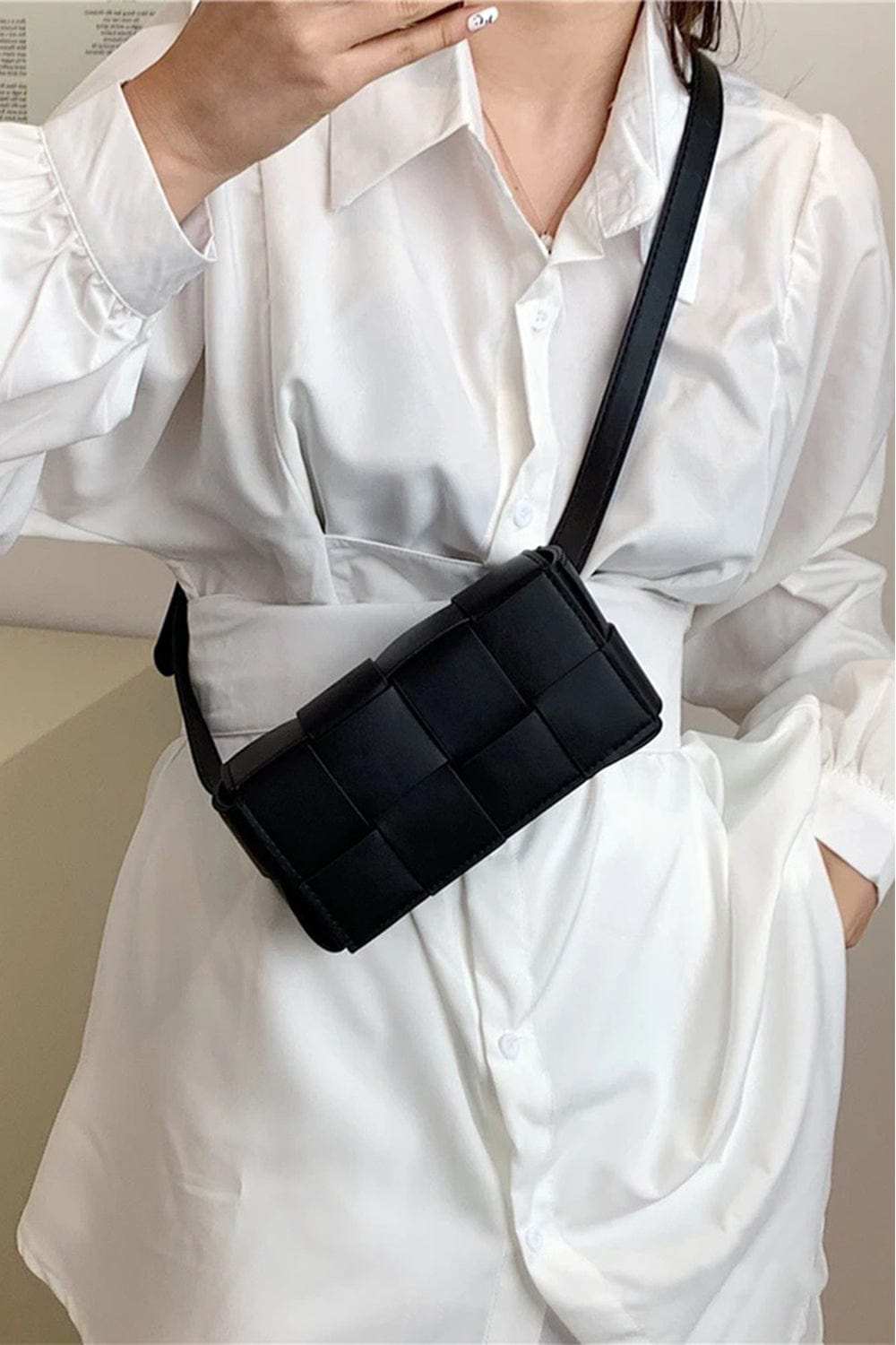 Zenana Vegan Leather Woven Crossbody Bag - Trendsi - Flyclothing LLC