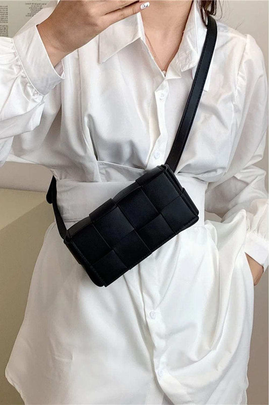 Zenana Vegan Leather Woven Crossbody Bag - Trendsi - Flyclothing LLC