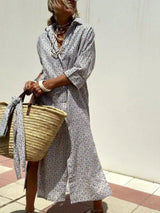 Full Size Printed Button-Down Midi Dress Plus Size - Trendsi - Flyclothing LLC