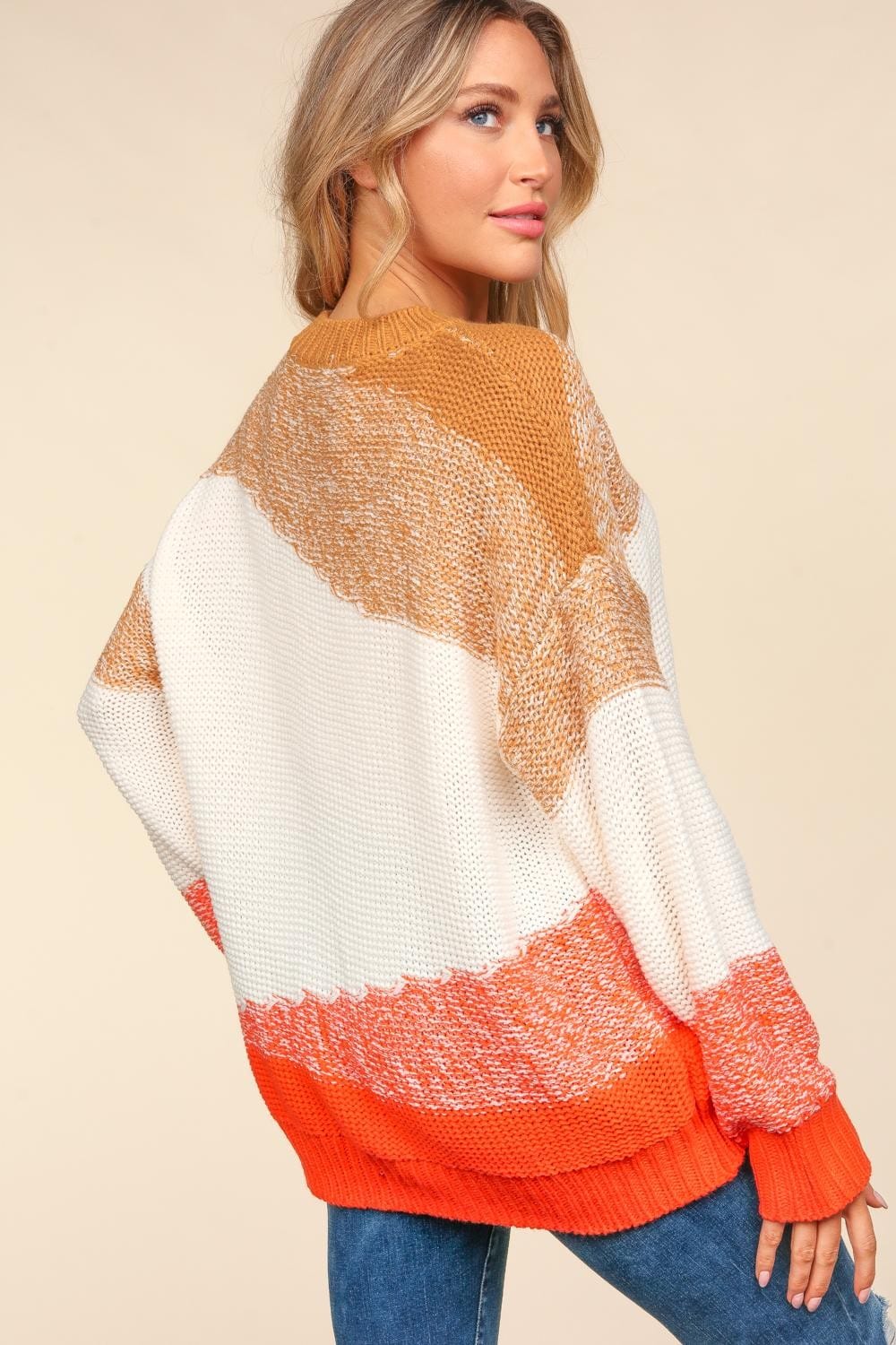 Haptics Color Block Long Sleeve Sweater - Trendsi