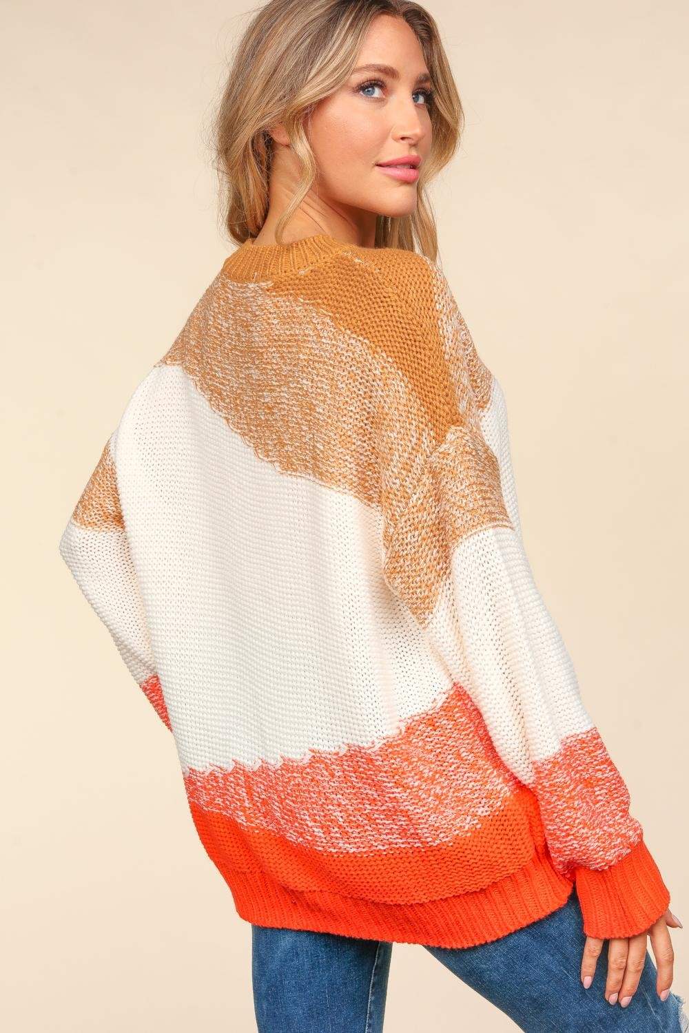 Haptics Color Block Long Sleeve Sweater - Trendsi - Flyclothing LLC
