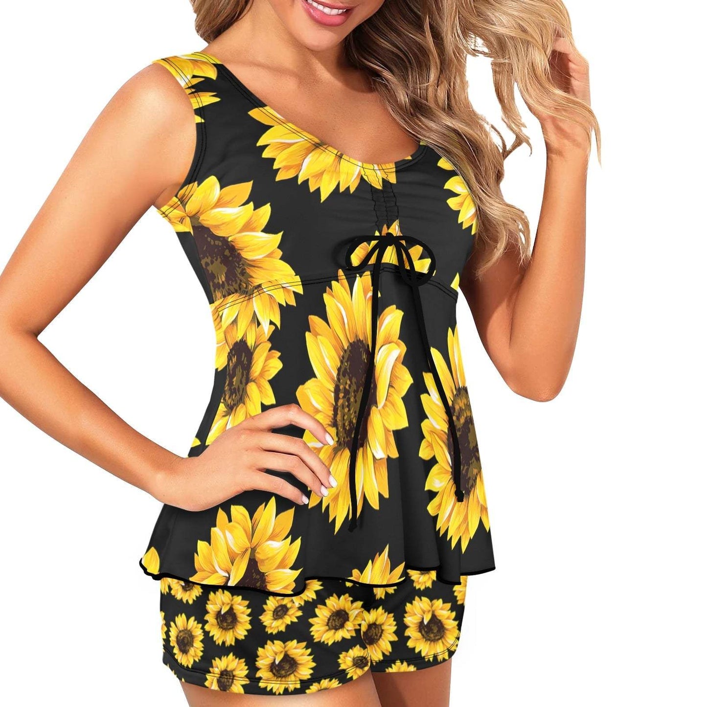 Baha Ranch Sunflowers Tankini & Boy Shorts Swim Set - Baha Ranch Western Wear - Flyclothing LLC