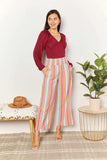 Double Take Striped Smocked Waist Pants with Pockets - Trendsi - Flyclothing LLC