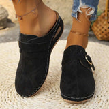 Suede Round Toe Wedge Sandals - Trendsi - Flyclothing LLC