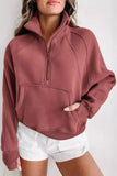 Half Zip Long Sleeve Sweatshirt - Trendsi