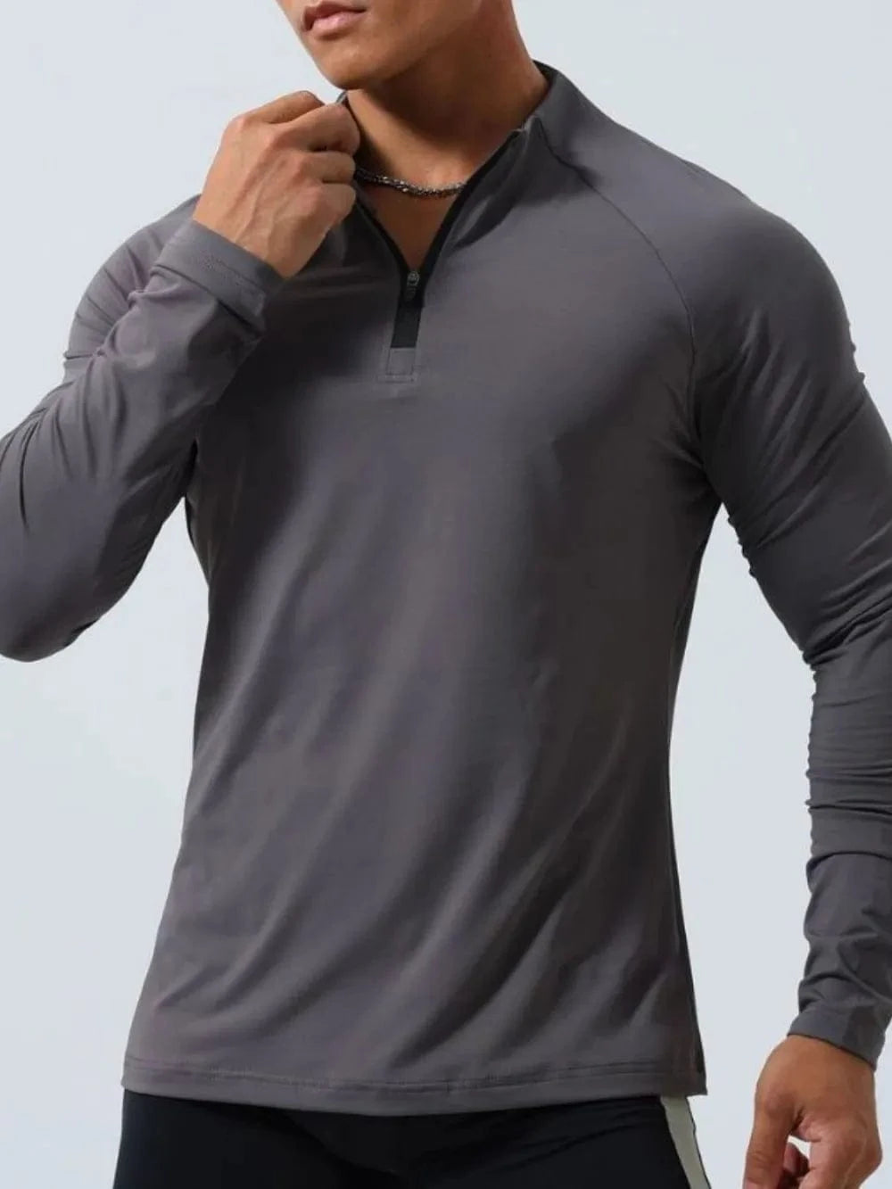 Men's Plus Size Quarter Zip Long Sleeve Top - Trendsi