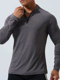 Men's Plus Size Quarter Zip Long Sleeve Top - Trendsi