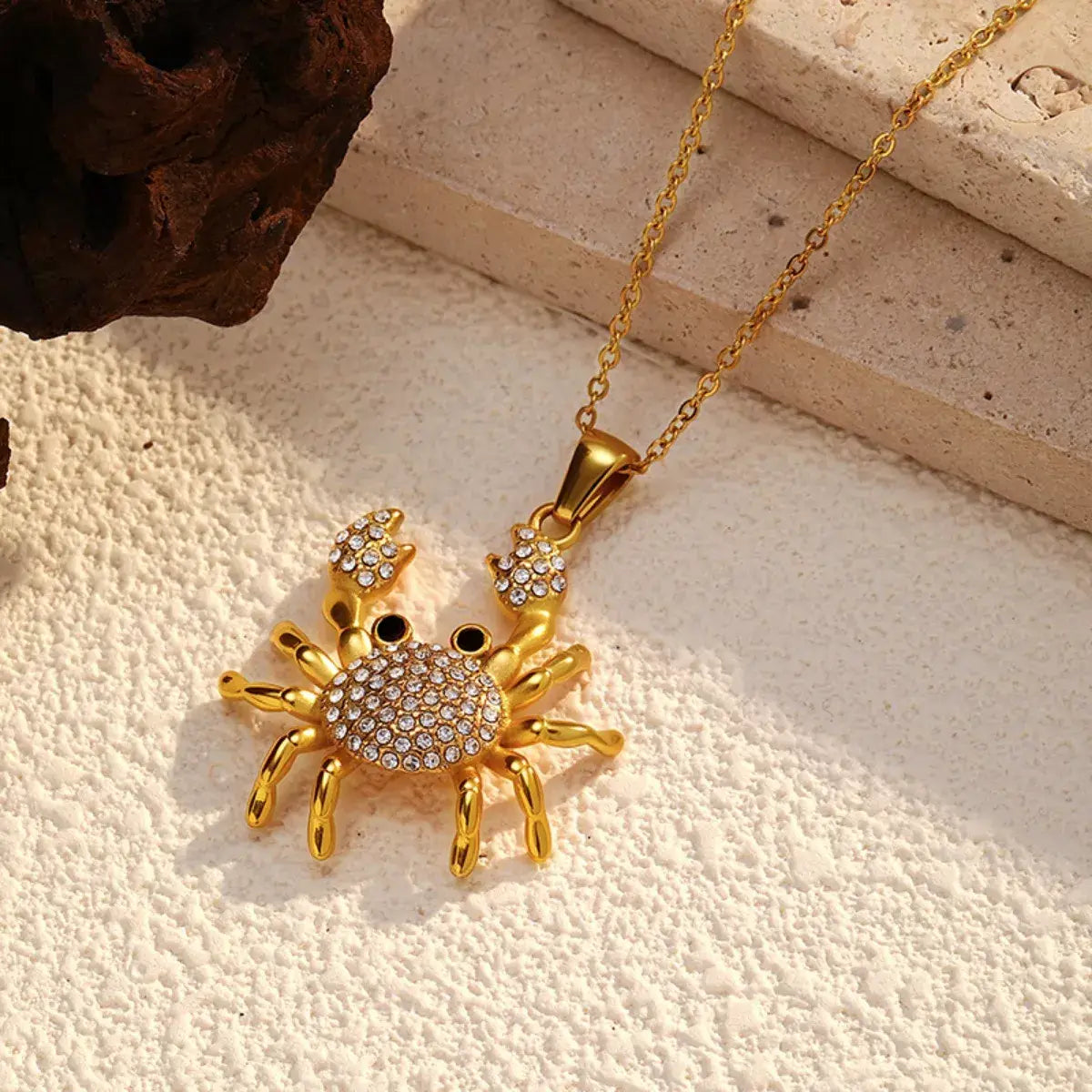 18K Gold-Plated Crab Pendant Necklace - Trendsi - Flyclothing LLC