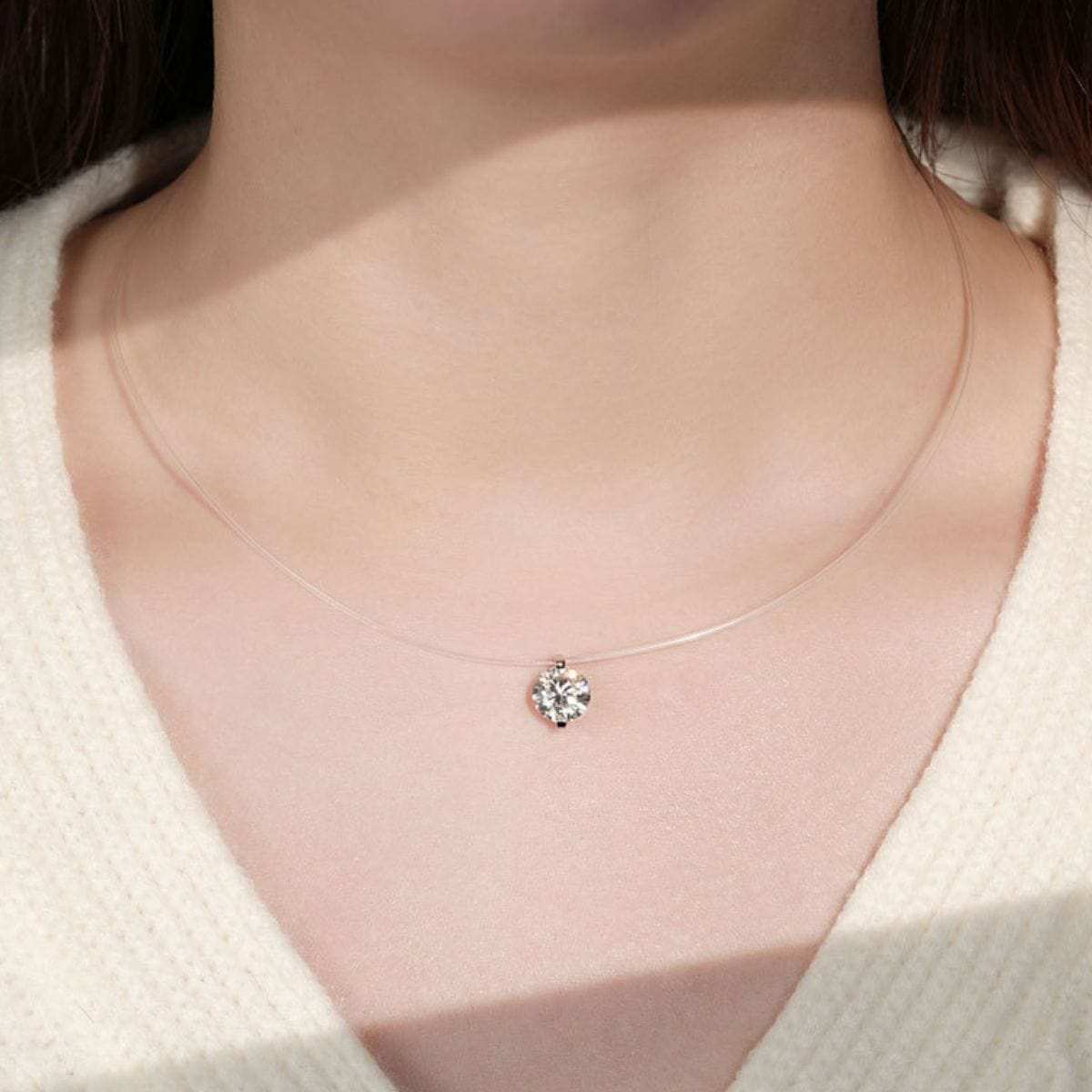 1 Carat Moissanite 925 Sterling Silver Necklace - Trendsi - Flyclothing LLC