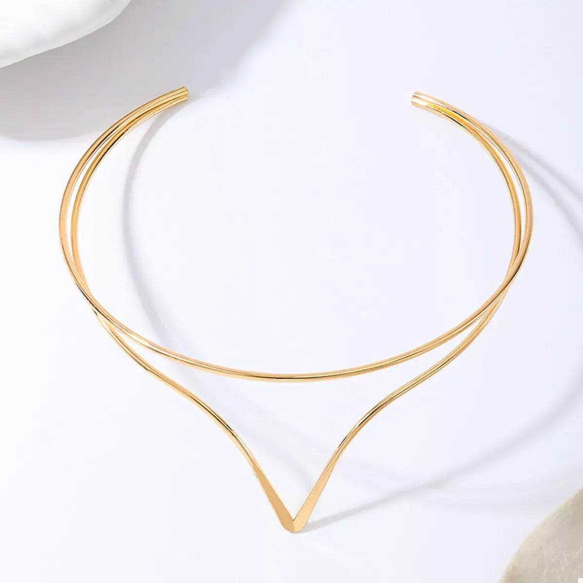 Double Layer V-Shaped Choker Necklace - Trendsi - Flyclothing LLC