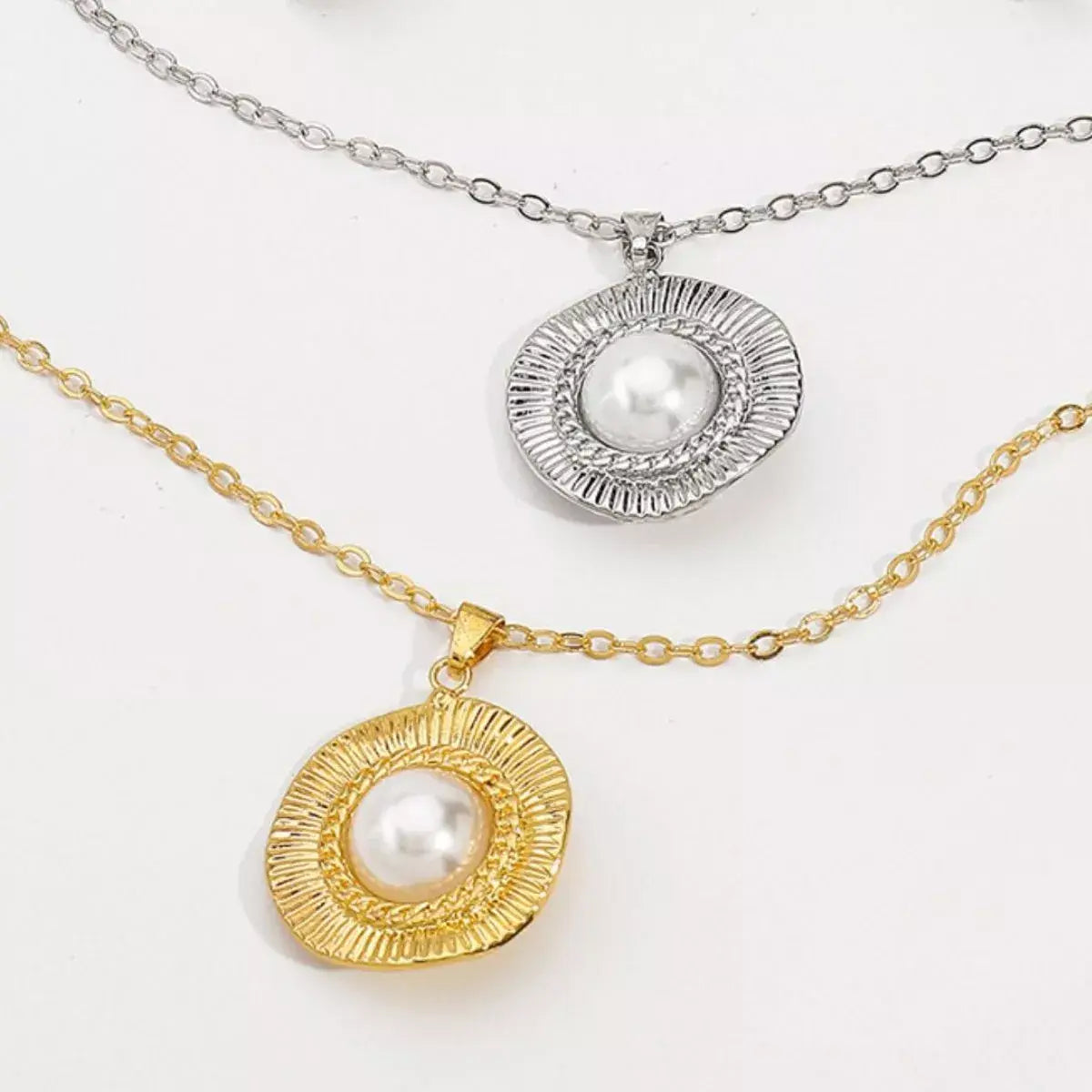 Alloy Pearl Pendant Necklace - Trendsi - Flyclothing LLC