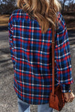 Pocketed Plaid Collared Neck Long Sleeve Shacket - Trendsi - Flyclothing LLC
