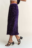 J.NNA Sequin Back Slit Midi Skirt - Trendsi - Flyclothing LLC