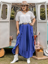 Plus Size Tie Neck Short Sleeve Blouse - Trendsi - Flyclothing LLC