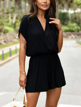 Surplice Short Sleeve Romper - Trendsi - Flyclothing LLC