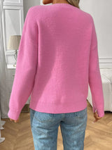 Bow Round Neck Long Sleeve Sweater - Trendsi - Flyclothing LLC