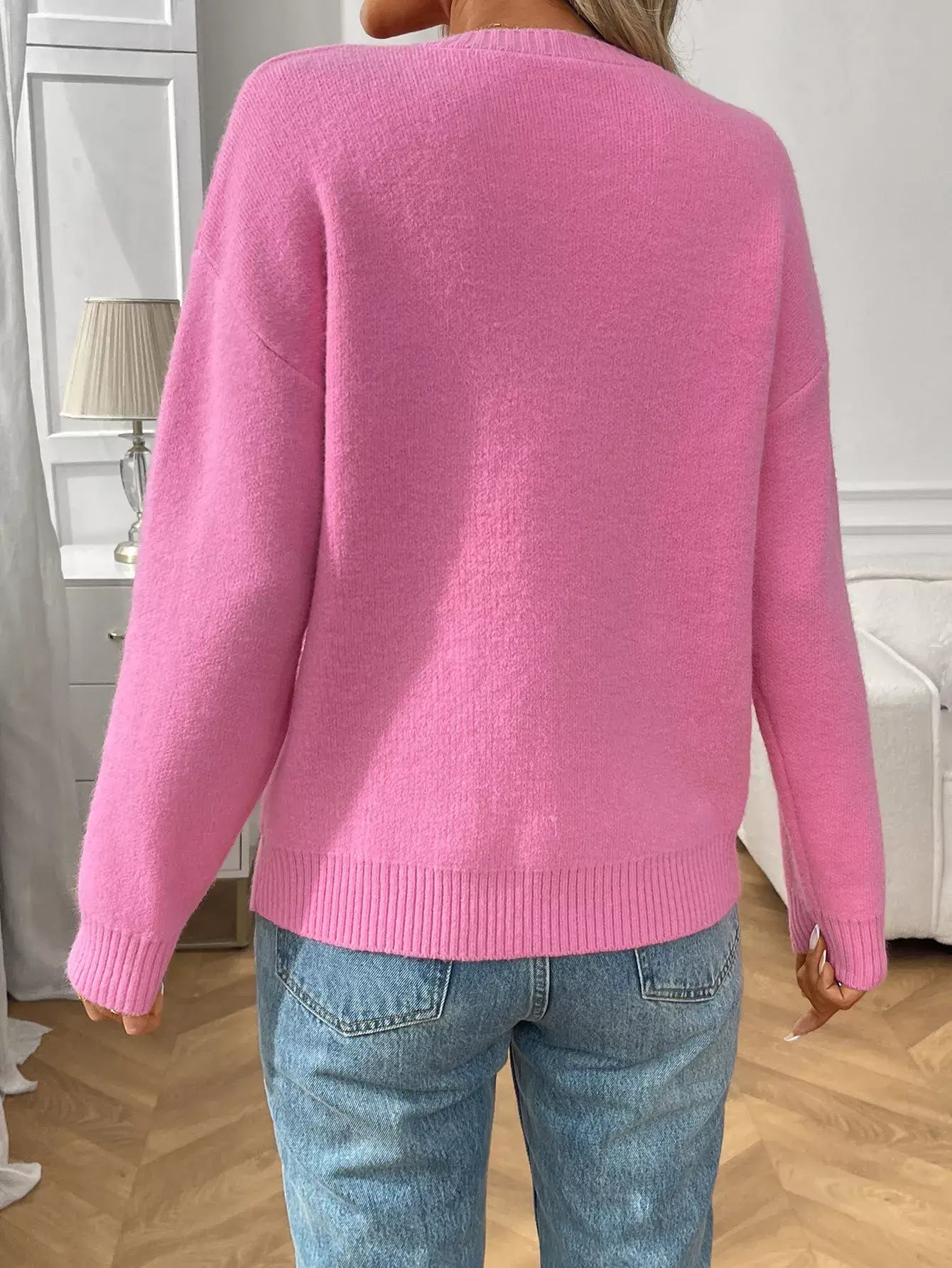 Bow Round Neck Long Sleeve Sweater - Trendsi - Flyclothing LLC
