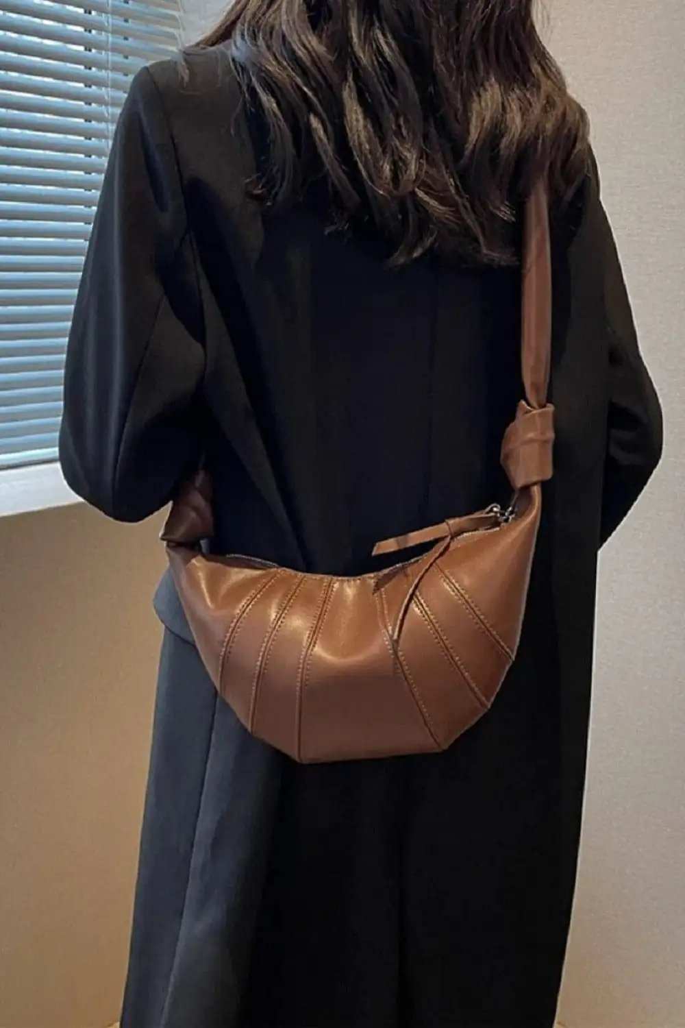 Zenana Vegan Leather Croissant Crossbody Bag - Trendsi - Flyclothing LLC