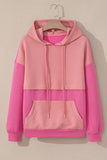 Drawstring Color Block Long Sleeve Hoodie - Trendsi