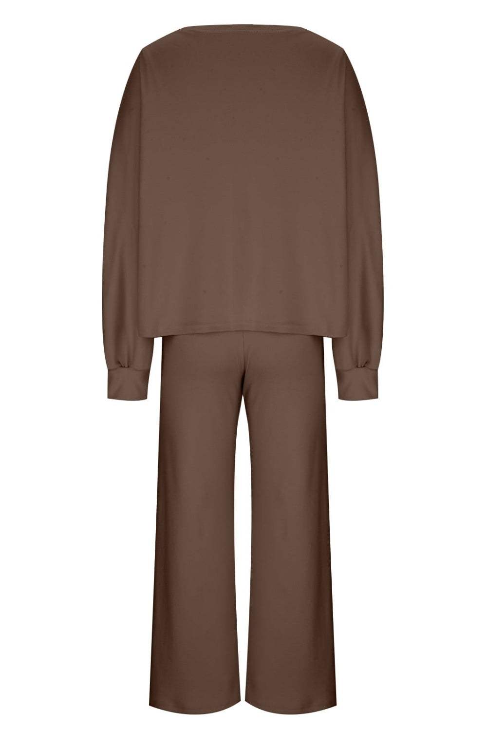 Round Neck Long Sleeve Top and Pants Set - Trendsi - Flyclothing LLC