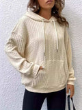 Drawstring Texture Long Sleeve Hoodie - Trendsi - Flyclothing LLC