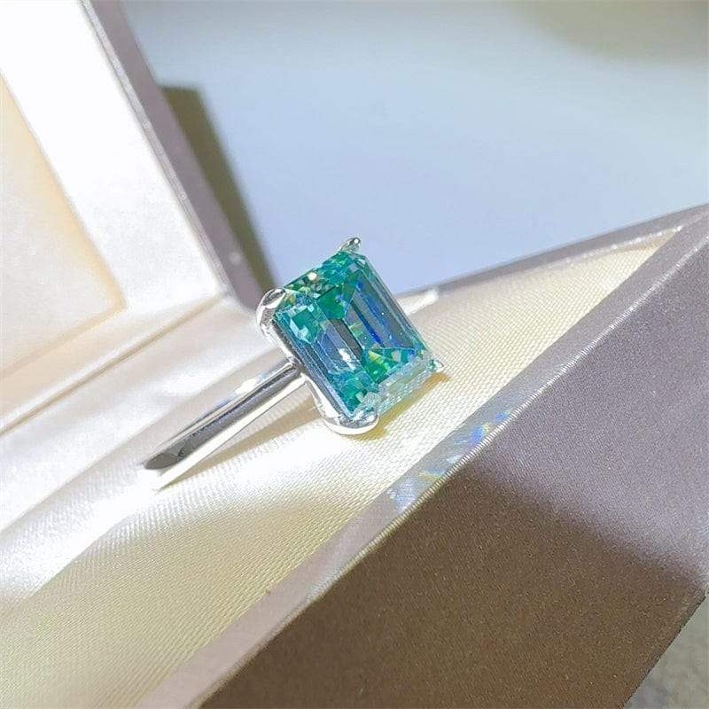2 Carat 925 Sterling Silver Rectangle Shape Moissanite Ring - Trendsi - Flyclothing LLC