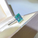 2 Carat 925 Sterling Silver Rectangle Shape Moissanite Ring - Trendsi
