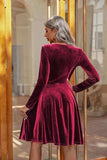 Round Neck Long Sleeve Knee Length Dress - Trendsi - Flyclothing LLC