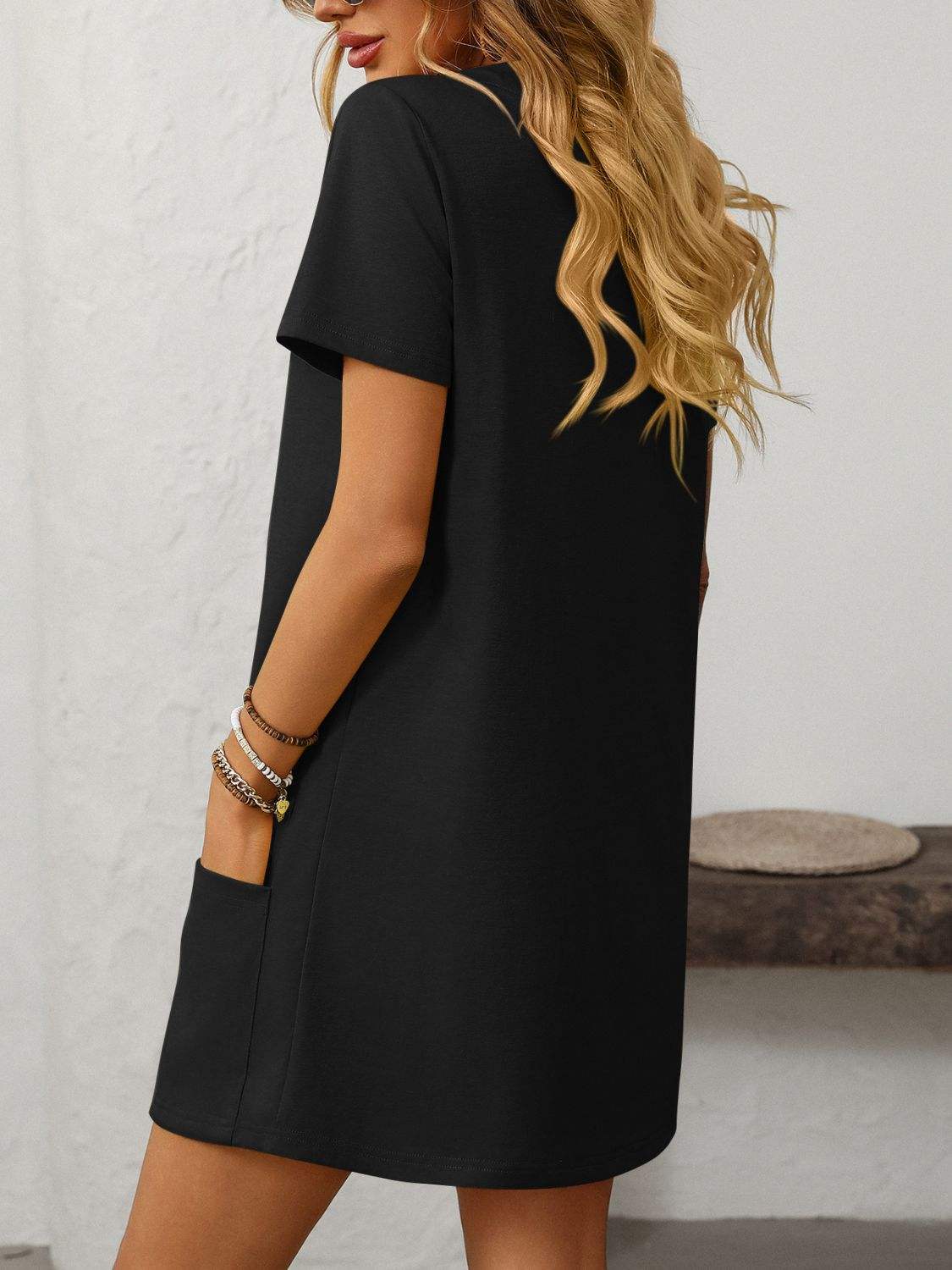 Mandy Square Neck Short Sleeve Mini Dress - Trendsi - Flyclothing LLC