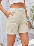 High Waist Washed Denim Shorts - Trendsi - Flyclothing LLC