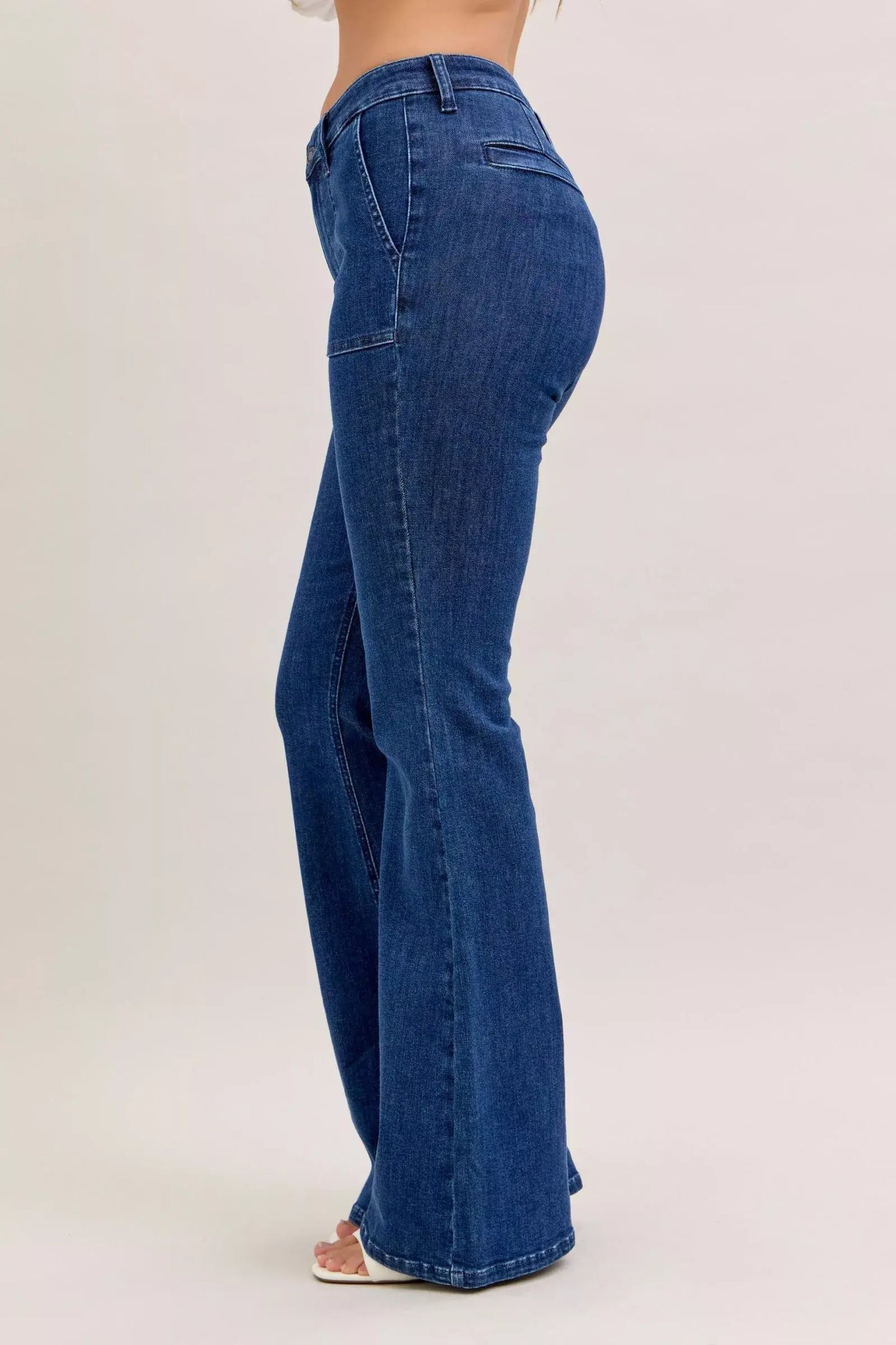 Judy Blue High Waist Flare Jeans with Front Patch Pockets - Trendsi - Flyclothing LLC