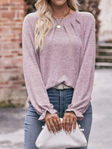 Ruffle Cuff Long Sleeve T-Shirt - Trendsi - Flyclothing LLC