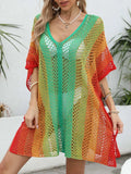 Openwork Contrast V-Neck Cover-Up - Trendsi - Flyclothing LLC