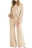 Round Neck Long Sleeve Top and Pants Set - Trendsi - Flyclothing LLC