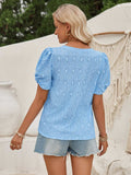 Twisted Heart V-Neck Short Sleeve Blouse - Trendsi - Flyclothing LLC