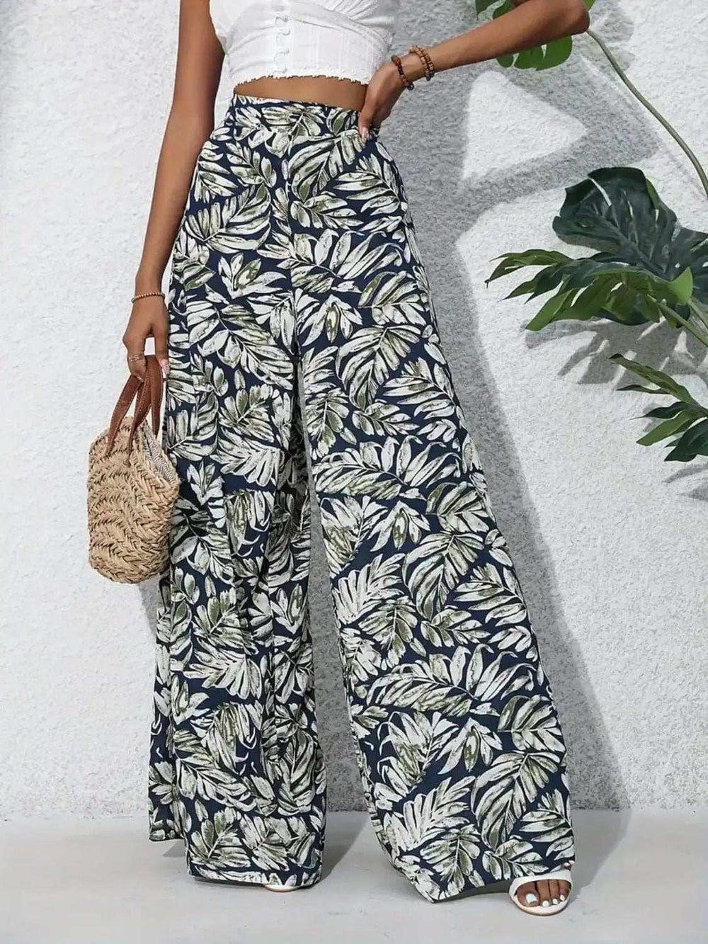 Printed High Waist Wide Leg Pants - Trendsi - Flyclothing LLC