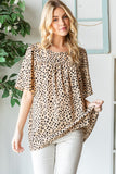 Heimish Full Size Animal Print Flutter Sleeve Blouse - Trendsi