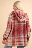 VERY J Fuzzy Plaid Long Sleeve Hooded Jacket - Trendsi