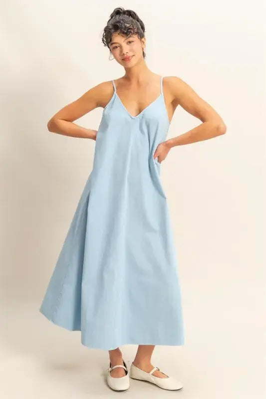 HYFVE Dyed V-Neck Loose Dress - Trendsi - Flyclothing LLC