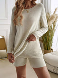 Devine Slit Round Neck Top and Shorts Sweater Set - Trendsi - Flyclothing LLC