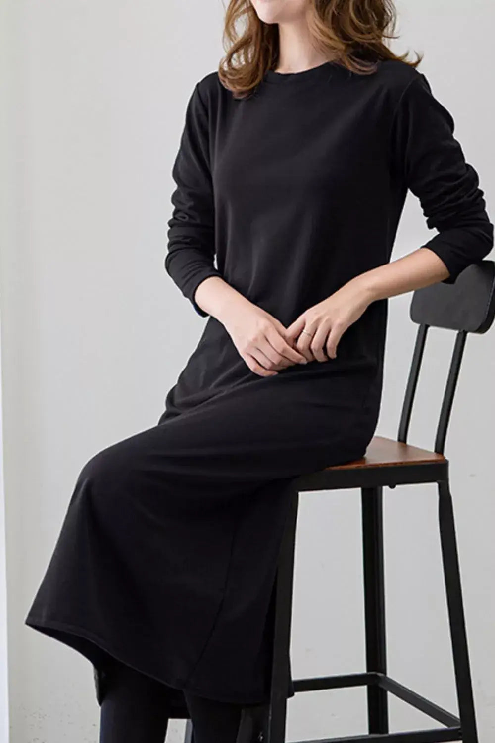 Casual Long Sleeve Midi Dress - Trendsi - Flyclothing LLC