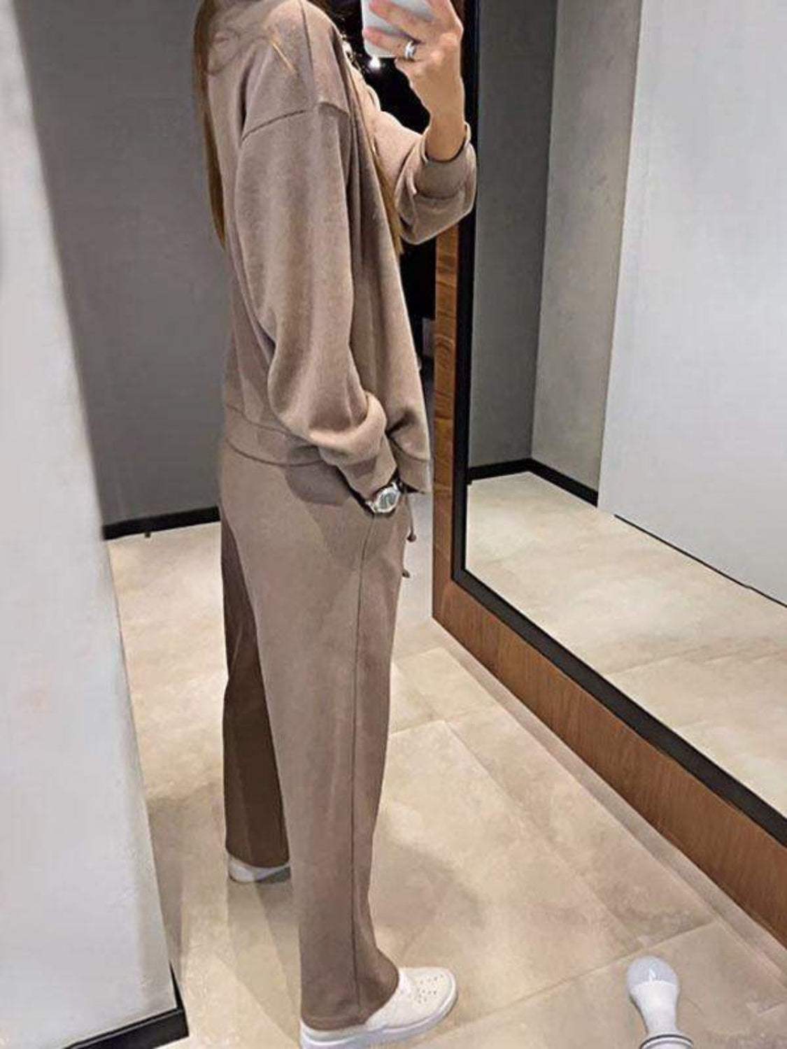 Full Size Button Up Long Sleeve Top and Pants Set - Trendsi - Flyclothing LLC