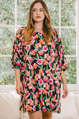 ODDI Full Size Floral Puff Sleeve Mini Dress - Trendsi - Flyclothing LLC