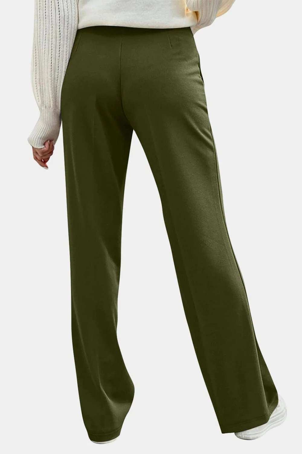 Decorative Button High Rise Pants - Trendsi - Flyclothing LLC
