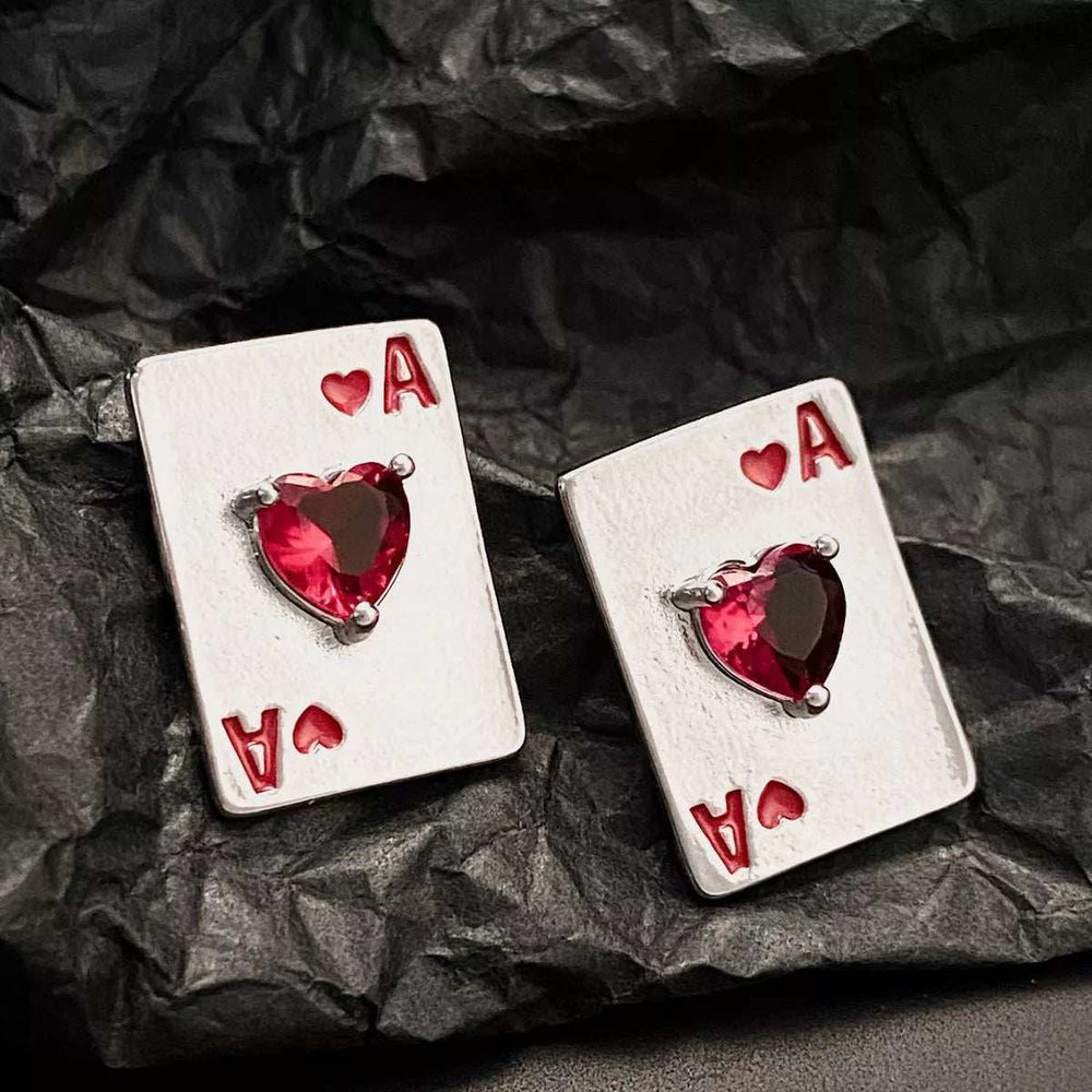 Poker Card Ace of Hearts Stud Earrings - Trendsi - Flyclothing LLC