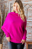 First Love Full Size Asymmetrical Hem Dolman Sleeve Sweater - Trendsi