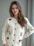Button Up Round Neck Long Sleeve Cardigan - Trendsi - Flyclothing LLC
