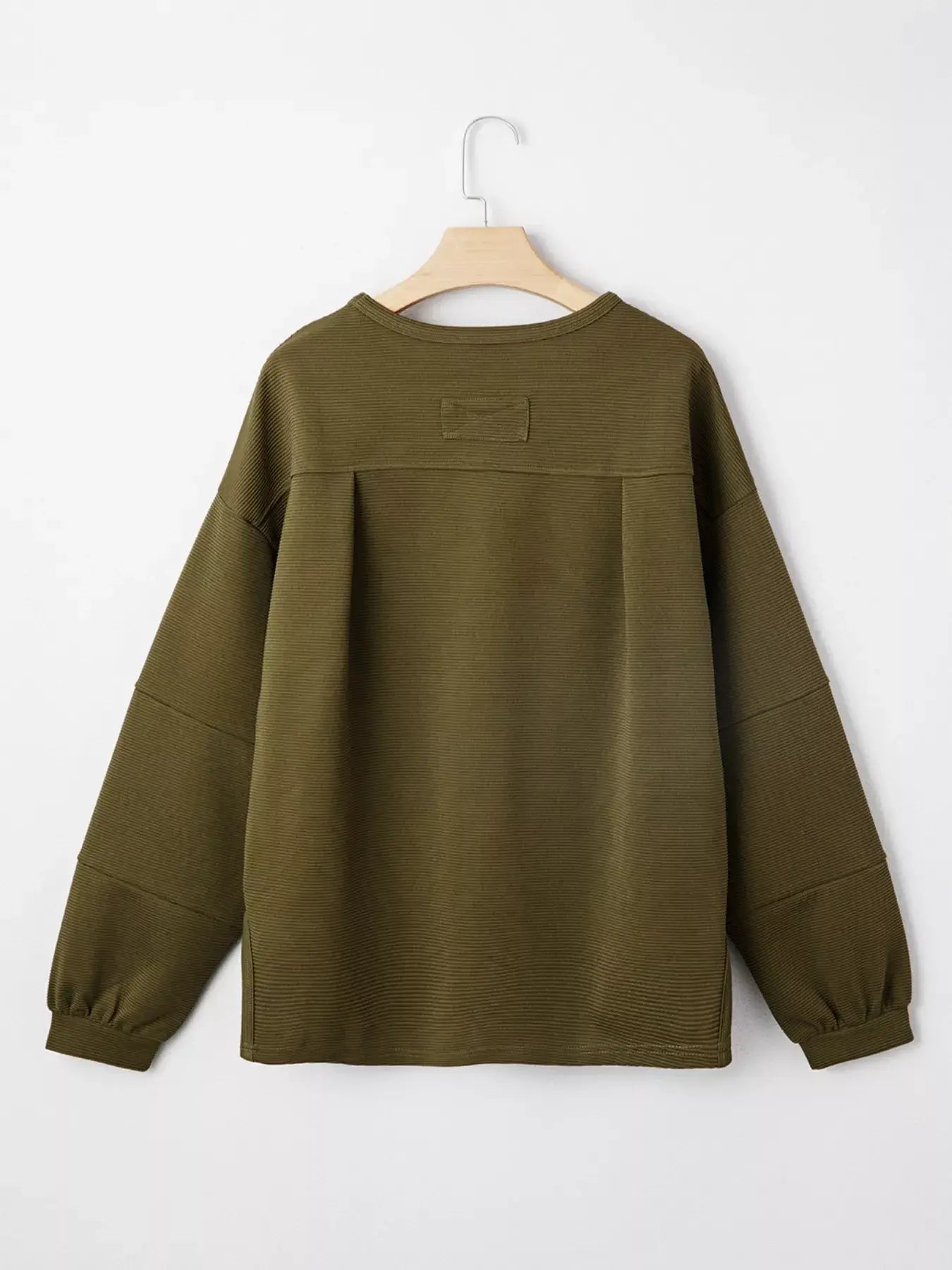 Ribbed Knit Oversized Sweatshirt - Trendsi - Flyclothing LLC